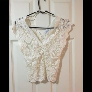 Zara-lace top-M-white